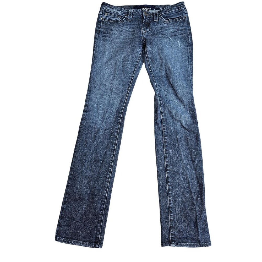 Refuge Jeans Juniors 9 L Blue Straight Leg‎ Mid Rise Stretch Denim Embroidered